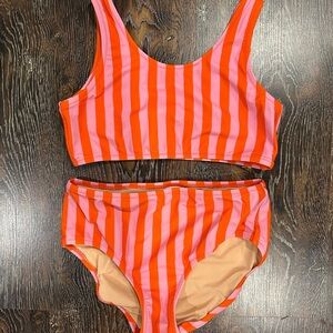 Striped Pink and Orange Kids Swim Set